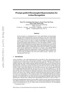 Prompt-guided Disentangled Representation for Action Recognition
