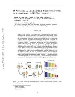 D-Artemis: A Deliberative Cognitive Framework for Mobile GUI Multi-Agents