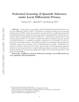 Federated Learning of Quantile Inference under Local Differential Privacy