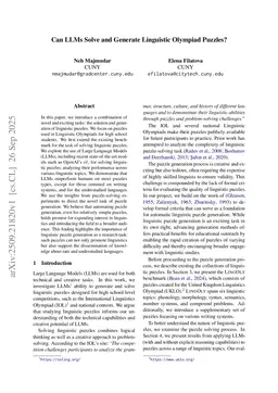 Can LLMs Solve and Generate Linguistic Olympiad Puzzles?