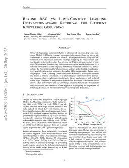 Beyond RAG vs. Long-Context: Learning Distraction-Aware Retrieval for Efficient Knowledge Grounding