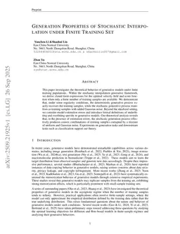 Generation Properties of Stochastic Interpolation under Finite Training Set