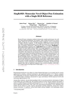 SingRef6D: Monocular Novel Object Pose Estimation with a Single RGB Reference