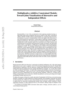 Multiplicative-Additive Constrained Models:Toward Joint Visualization of Interactive and Independent Effects