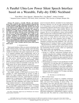 A Parallel Ultra-Low Power Silent Speech Interface based on a Wearable, Fully-dry EMG Neckband
