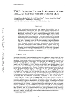 WAVE: Learning Unified & Versatile Audio-Visual Embeddings with Multimodal LLM