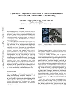 EgoInstruct: An Egocentric Video Dataset of Face-to-face Instructional Interactions with Multi-modal LLM Benchmarking