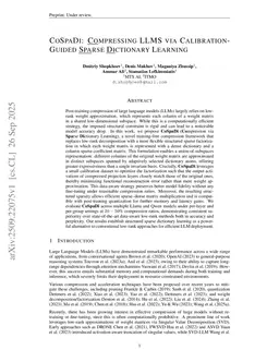 COSPADI: Compressing LLMs via Calibration-Guided Sparse Dictionary Learning
