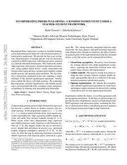 Incorporating priors in learning: a random matrix study under a teacher-student framework