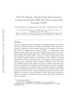 Mind the Missing: Variable-Aware Representation Learning for Irregular EHR Time Series using Large Language Models