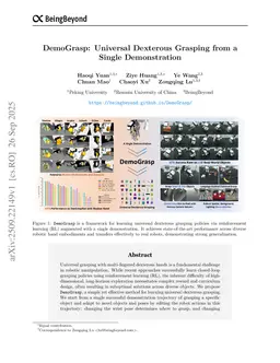 DemoGrasp: Universal Dexterous Grasping from a Single Demonstration
