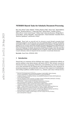 NFDI4DS Shared Tasks for Scholarly Document Processing