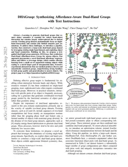 DHAGrasp: Synthesizing Affordance-Aware Dual-Hand Grasps with Text Instructions