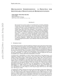 Mechanistic Independence: A Principle for Identifiable Disentangled Representations