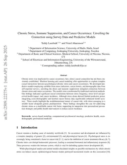 Chronic Stress, Immune Suppression, and Cancer Occurrence: Unveiling the Connection using Survey Data and Predictive Models