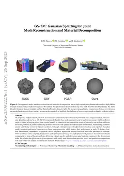 GS-2M: Gaussian Splatting for Joint Mesh Reconstruction and Material Decomposition