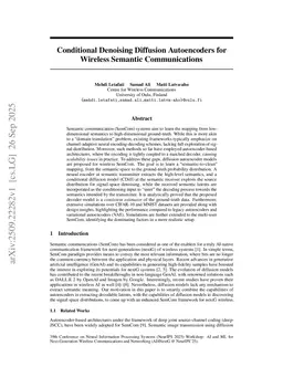Conditional Denoising Diffusion Autoencoders for Wireless Semantic Communications