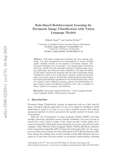 Rule-Based Reinforcement Learning for Document Image Classification with Vision Language Models