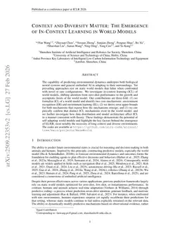Context and Diversity Matter: The Emergence of In-Context Learning in World Models
