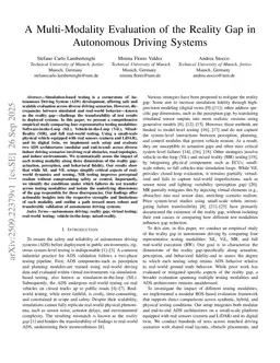 A Multi-Modality Evaluation of the Reality Gap in Autonomous Driving Systems
