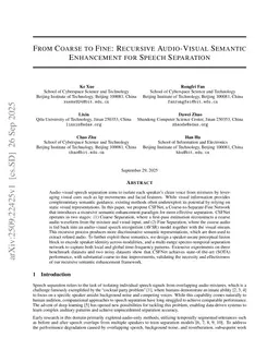From Coarse to Fine: Recursive Audio-Visual Semantic Enhancement for Speech Separation