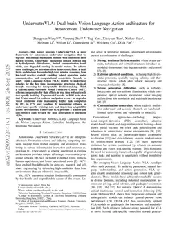 UnderwaterVLA: Dual-brain Vision-Language-Action architecture for Autonomous Underwater Navigation