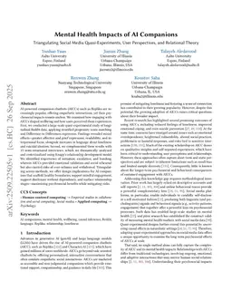 Mental Health Impacts of AI Companions: Triangulating Social Media Quasi-Experiments, User Perspectives, and Relational Theory