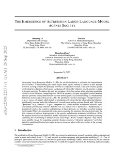 The Emergence of Altruism in Large-Language-Model Agents Society
