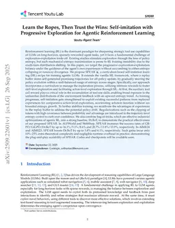 Learn the Ropes, Then Trust the Wins: Self-imitation with Progressive Exploration for Agentic Reinforcement Learning