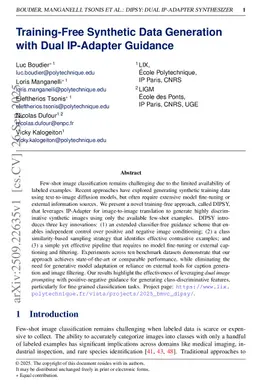 Training-Free Synthetic Data Generation with Dual IP-Adapter Guidance
