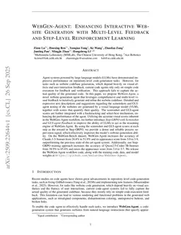 WebGen-Agent: Enhancing Interactive Website Generation with Multi-Level Feedback and Step-Level Reinforcement Learning