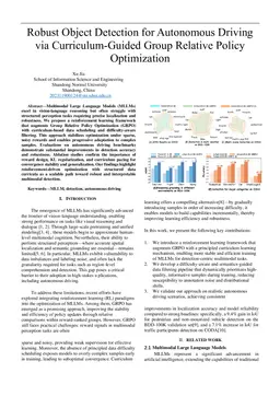 Robust Object Detection for Autonomous Driving via Curriculum-Guided Group Relative Policy Optimization