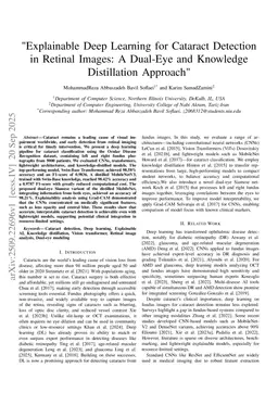 Explainable Deep Learning for Cataract Detection in Retinal Images: A Dual-Eye and Knowledge Distillation Approach