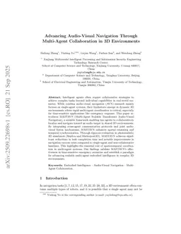 Advancing Audio-Visual Navigation Through Multi-Agent Collaboration in 3D Environments