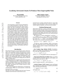 Localizing Adversarial Attacks To Produces More Imperceptible Noise