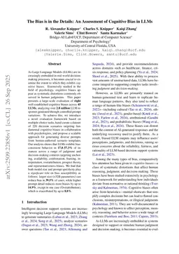 The Bias is in the Details: An Assessment of Cognitive Bias in LLMs