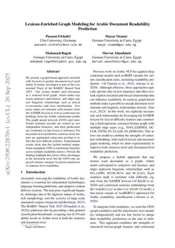 Lexicon-Enriched Graph Modeling for Arabic Document Readability Prediction