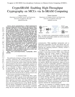 CryptoSRAM: Enabling High-Throughput Cryptography on MCUs via In-SRAM Computing