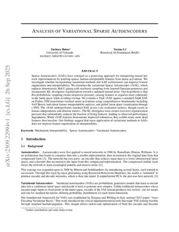 Analysis of Variational Sparse Autoencoders