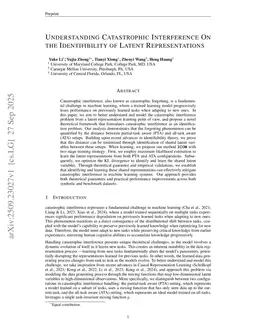 Understanding Catastrophic Interference: On the Identifibility of Latent Representations