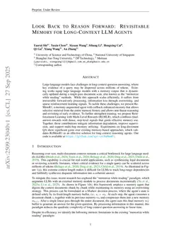 Look Back to Reason Forward: Revisitable Memory for Long-Context LLM Agents