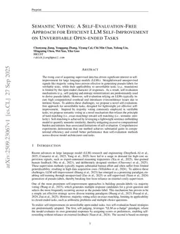Semantic Voting: A Self-Evaluation-Free Approach for Efficient LLM Self-Improvement on Unverifiable Open-ended Tasks