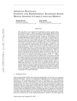 Artificial Phantasia: Evidence for Propositional Reasoning-Based Mental Imagery in Large Language Models