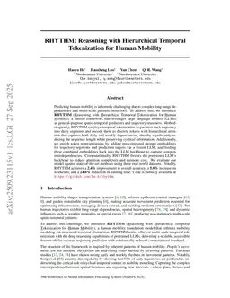 RHYTHM: Reasoning with Hierarchical Temporal Tokenization for Human Mobility