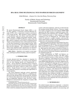 BFA: Real-time Multilingual Text-to-speech Forced Alignment