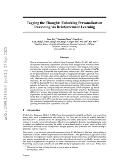 Tagging the Thought: Unlocking Personalization Reasoning via Reinforcement Learning