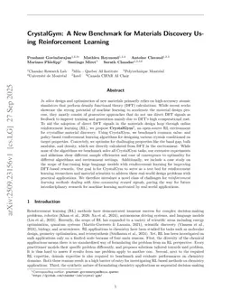 CrystalGym: A New Benchmark for Materials Discovery Using Reinforcement Learning