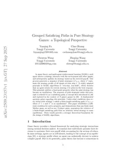 Grouped Satisficing Paths in Pure Strategy Games: a Topological Perspective