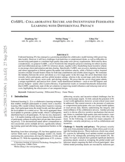 CoSIFL: Collaborative Secure and Incentivized Federated Learning with Differential Privacy