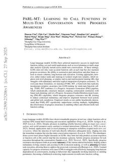 PARL-MT: Learning to Call Functions in Multi-Turn Conversation with Progress Awareness